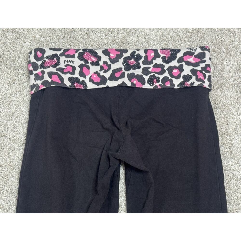 Y2K VTG Victoria’s Secret PINK Leopard Bling Fold Over Yoga Flare Leggings Sz XS - Picture 7 of 9